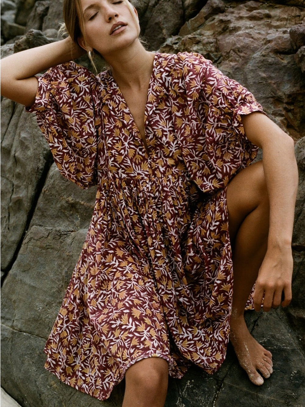 Daughters of India Kyra Mini/Midi Dress in Sumac print